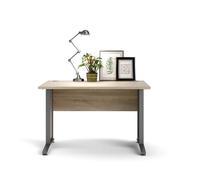 Dmora Bureau Albertine, Bureau Multi-usages, Table pour Bureau, Porte PC, Plan de Travail, 120 x 80 h75 cm, Gris et chêne, Panneau aggloméré mélaminé