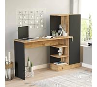 Dmora - Bureau Ancha, Pupitre Polyvalent, Table de Bureau pour PC, Plan de Travail, 152x40h120 cm, Chêne et Noir