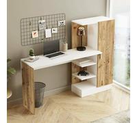 Dmora - Bureau Ancha, Pupitre Polyvalent, Table de Bureau pour PC, Plan de Travail, 152x40h120 cm, Chêne et Blanc