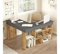 Dmora - Bureau Angete, Pupitre Polyvalent, Table de Bureau pour PC, Plan de Travail, 129x120h72 cm, Chêne et Noir
