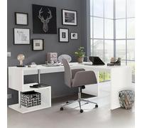 Dmora - Bureau Antonino, Bureau linéaire Support PC, Table de Bureau Polyvalente, Bureau Peu encombrant, 100% Made in Italy, cm 160x60h78, Blanc Brillant