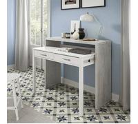Dmora - Bureau Billings, 98,5 x 36 x 87,5 cm, ciment, blanc, Panneau effet bois