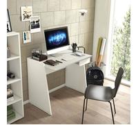 Dmora - Bureau Calendula, 90x60h80 cm, blanc, Panneau effet bois