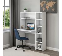 Dmora - Bureau Callidora, Pupitre Polyvalent, Table de Bureau pour PC, Plan de Travail, 113x40h142 cm, Blanc