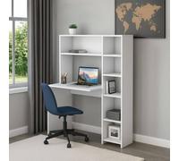 Dmora - Bureau Callidora, Pupitre Polyvalent, Table de Bureau pour PC, Plan de Travail, 113x40h142 cm, Blanc