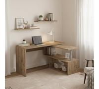 Dmora - Bureau Candido, Bureau PC d'angle, Table de Bureau Polyvalente, Bureau Gain de Place Multi-Positions, 100% Made in Italy, 120x50h75 cm, Chêne