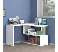 Dmora - Bureau Candido, Bureau PC d'angle, Table de bureau polyvalente, Bureau multi-positions gain de place, 100% Made in Italy, 120x50h75 cm, Blanc brillant