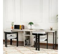 Dmora - Bureau Caprioli, Pupitre Polyvalent, Table de Bureau pour PC, Plan de Travail, 240x60 h74 cm, Marbre et Noir