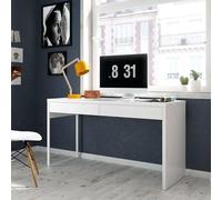 Dmora - Bureau Houston, Bureau réversible multifonctionnel, Table d'étude PC avec 2 tiroirs, 138x50h75 cm, Blanc
