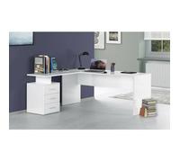 Dmora - Bureau Mark, 180x60h75 cm, Blanc brillant, Panneau effet bois