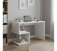 Dmora - Bureau Massimo, Bureau PC Linéaire, Table de bureau polyvalente, Bureau gain de place multi-positions, 100% Made in Italy, 100x50h78 cm, Blanc brillant