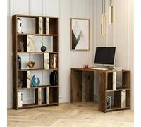 Dmora - Bureau Mirach, Pupitre polyvalent, Table de bureau pour PC, Plan de travail, 120x60h75 cm, Noyer et Marbre Blanc