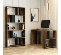 Dmora - Bureau Mirach, Pupitre polyvalent, Table de bureau pour PC, Plan de travail, 120x60h75 cm, Noyer et Anthracite