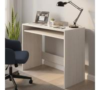 Dmora - Bureau Portland, Bureau linéaire avec étagère fixe, Table d'étude ou de bureau pour PC, 79x43h78 cm, Effet bois blanc