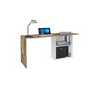 Dmora - Bureau Raimondo, Bureau PC linéaire, Table de bureau polyvalente, Bureau peu encombrant, 100% Made in Italy, 110x50h75 cm, Blanc brillant et érable
