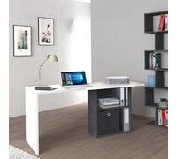 Dmora - Bureau Raimondo, Bureau PC Linéaire, Table de bureau polyvalente, Bureau peu encombrant, 100% Made in Italy, 110x50h75 cm, Blanc brillant et ardoise