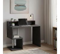 Dmora - Bureau Silvio, Bureau linéaire avec étagères de rangement, Bureau polyvalent avec plateau, 100x50h93 cm, Ardoise
