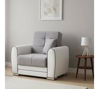 Dmora - Canapé Enrique, Fauteuil conteneur pour Le Salon, Convertible en lit, Fauteuil Relax en Tissu rembourré, Cm 97x84h91, Blanc et Gris Clair