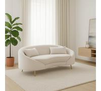 Dmora - Canapé Fixe 2 Places Bientina, Divan Droit, Canapé du Salon, Fauteuil Double avec Rangement, 148x84 h68 cm, Crème et Or