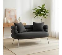 Dmora - Canapé Fixe 2 Places Roosevelt, Divan Droit, Canapé du Salon, Fauteuil Double, 133x68 h69 cm, Gris et Argent