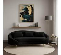 Dmora - Canapé Fixe 3 Places Pace, Divan Droit, Canapé du Salon, Fauteuil Double avec Rangement, 185x84 h68 cm, Noir et Or