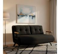 Dmora - Canapé lit 2 Places Merak, Divan Transformable, Canapé pour invités, Fauteuil lit conteneur, 133x78 h78 cm, Noir
