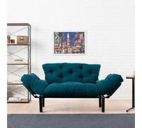 Dmora - Canapé lit 2 Places Zeeusis, Divan Transformable, Canapé pour invités, Fauteuil lit conteneur, 155x70 h85 cm, Bleu Clair
