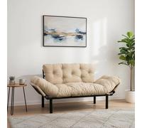 Dmora - Canapé lit 2 Places Zeeusis, Divan Transformable, Canapé pour invités, Fauteuil lit conteneur, 155x70 h85 cm, Crème