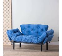 Dmora - Canapé lit 2 Places Zeeusis, Divan Transformable, Canapé pour invités, Fauteuil lit conteneur, 155x70 h85 cm, Bleu