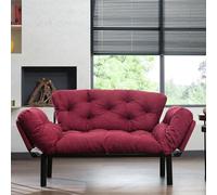 Dmora - Canapé lit 2 Places Zeeusis, Divan Transformable, Canapé pour invités, Fauteuil lit conteneur, 155x70 h85 cm, Rouge