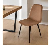 Dmora - Chaise Pismo, Fauteuil recouvert de velours, Chaise de salle à manger rembourrée, Siège de réunion, 45x56h87 cm, Sable
