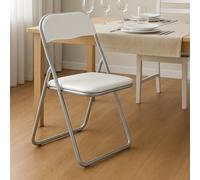 Dmora - Chaise pliante Marbella, Chaise peu encombrante, Chaise invité, Siège de réunion en simili cuir, 43x47h80 cm, Blanc