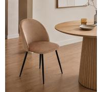 Dmora - Chaise Stinson, Fauteuil recouvert de Velours, Chaise de Salle à Manger rembourrée, Siège de réunion, 51x54h82 cm, Sable