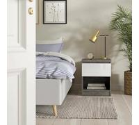 Dmora - Chevet Annette, Commode Basse, Table de Nuit, Étagère de Chevet, 40x40 h50 cm, Ciment et Blanc