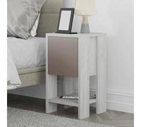 Dmora - Chevet Draco, Commode Basse, Table de Nuit, Étagère de Chevet, 30x30h55 cm, Blanc et Taupe
