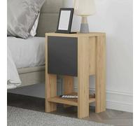 Dmora - Chevet Draco, Commode Basse, Table de Nuit, Étagère de Chevet, 30x30h55 cm, Chêne et Anthracite