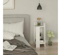 Dmora - Chevet Taurus, Commode Basse, Table de Nuit, Étagère de Chevet, 25x27h60 cm, Blanc