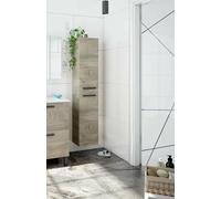 Dmora - Colonne de salle de bains Alexandria, Meuble colonne pour salle de bain avec 2 portes, Armoire murale suspendue avec 2 étagères, cm 30x25h150, Chêne