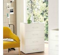 Dmora - Commode Primula, commode à 4 tiroirs pour la chambre, bureau polyvalent ou meuble d'étude, 60x41h87 cm, blanc