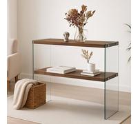 Dmora Console Agena, Table Multi-usages, Armoire de Rangement, Bureau de Couloir, 90 x 30 h80 cm, Noyer