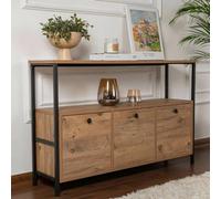 Dmora - Console Circello, Table Polyvalente, Armoire de Rangement, Bureau du Couloir, 120x30 h75 cm, Pin et Noir