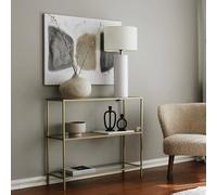 Dmora - Console Elara, Table polyvalente, Armoire de rangement, Bureau du couloir, 100x30 h85 cm, Or
