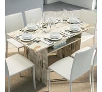 Dmora - Console extensible lavande, Table à manger avec ouverture de livre, Console polyvalente extensible, 100% Made in Italy, 120x70h75 cm, Vintage