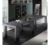 Dmora - Console Extensible Martino, Console Extensible jusqu'à 12 Places, Table avec Supports d'extension, 100% Made in Italy, 51/300x90h77 cm, Ardoise