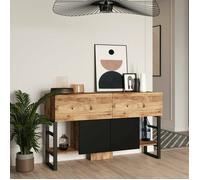 Dmora - Console Izo, 138,8 x 43,3 x h 83,6 cm, chêne, Panneau effet bois et Métal