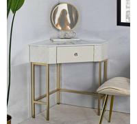 Dmora - Console Juruena, Table Polyvalente, Armoire de Rangement, Bureau du Couloir, 85x60 h77 cm, Blanc et Or