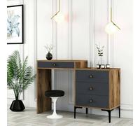 Dmora - Console Lyra, Table polyvalente, Armoire de rangement, Bureau du couloir, 124x40 h85 cm, Noyer et Anthracite