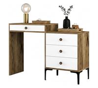 Dmora - Console Lyra, Table polyvalente, Armoire de rangement, Bureau du couloir, 124x40 h85 cm, Noyer et Blanc