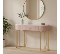 Dmora - Console Molave, Table Polyvalente, Armoire de Rangement, Bureau du Couloir, 100x40 h75 cm, Rose et Blanc