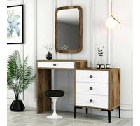 Dmora - Console Nova, Table polyvalente, Armoire de rangement, Bureau du couloir, 124x40 h85 cm, Noyer et Blanc